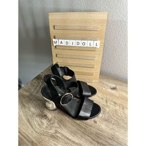 & Other Stories Women’s 38 Metallic Black Leather Heels